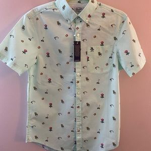 Mens Small Vintage Style Button Down Shirt